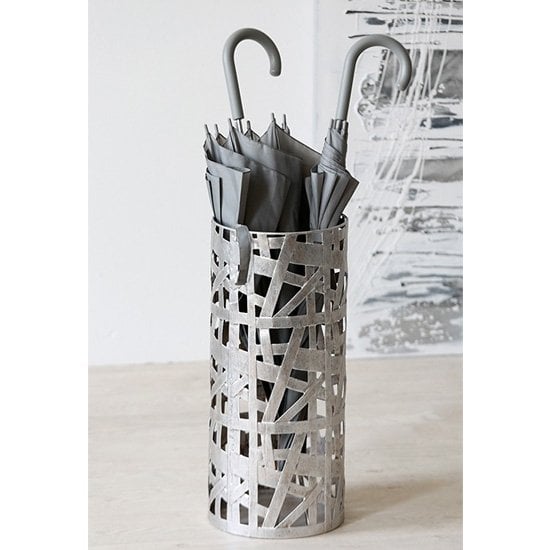 Product photograph of Memphis Metal Umbrella Stand In Antique Silver from Furniture in Fashion