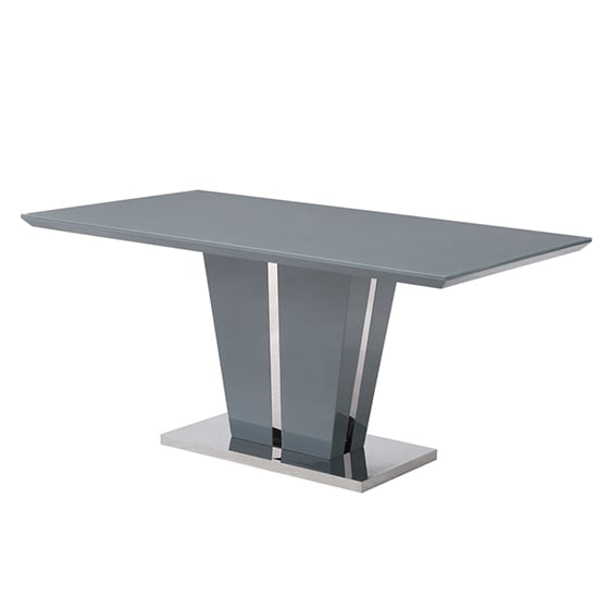 Memphis Large High Gloss Dining Table In Grey With Glass Top ...