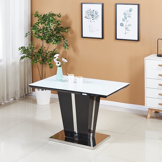 Read more about Memphis white glass dining table small in black high gloss