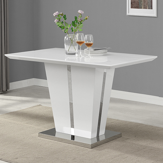 Product photograph of Memphis Small High Gloss Dining Table In White With Glass Top from Furniture in Fashion