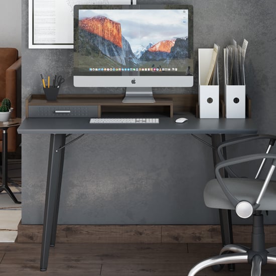 Read more about Maghull wooden computer desk in walnut and charcoal grey