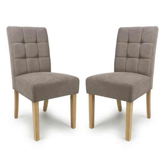 mendoza light brown fabric dining chairs with natural legs in pair