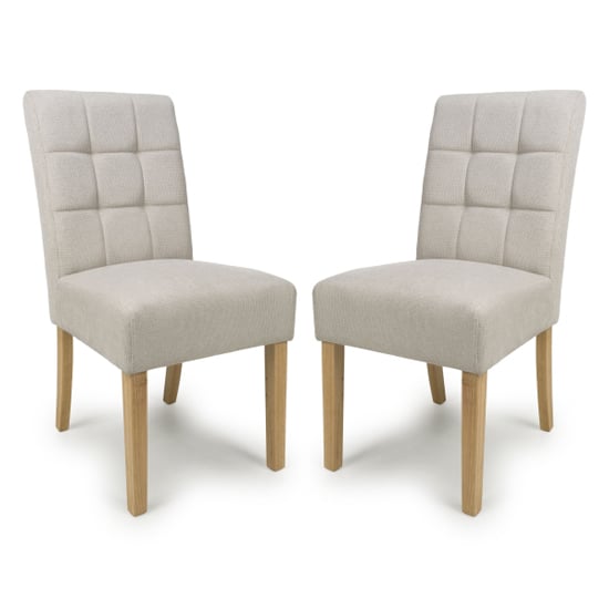 mendoza natural fabric dining chairs with natural legs in pair