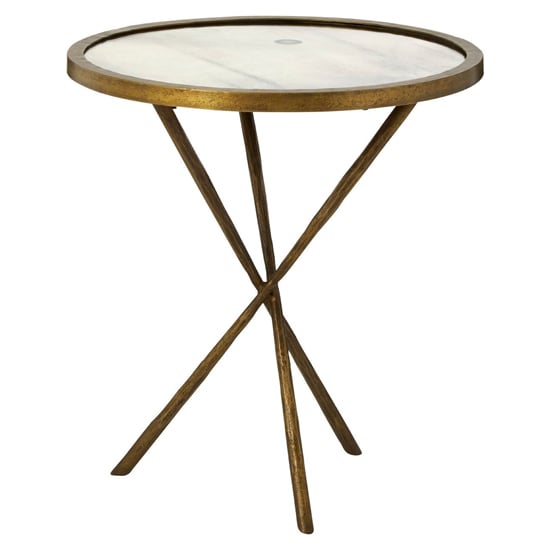 Product photograph of Menkent 46cm Glass Top Side Table With Antique Brass Frame from Furniture in Fashion