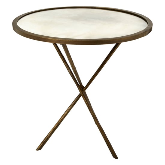 Read more about Menkent 59cm glass top side table with antique brass frame