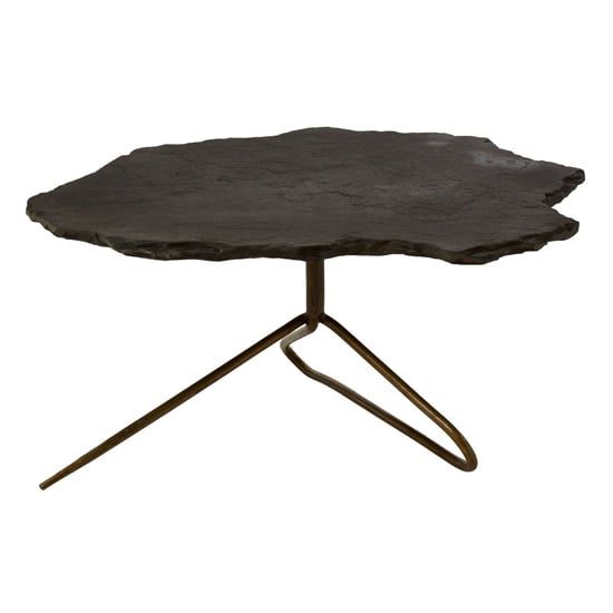 Read more about Menkent black stone top coffee table with antique brass legs