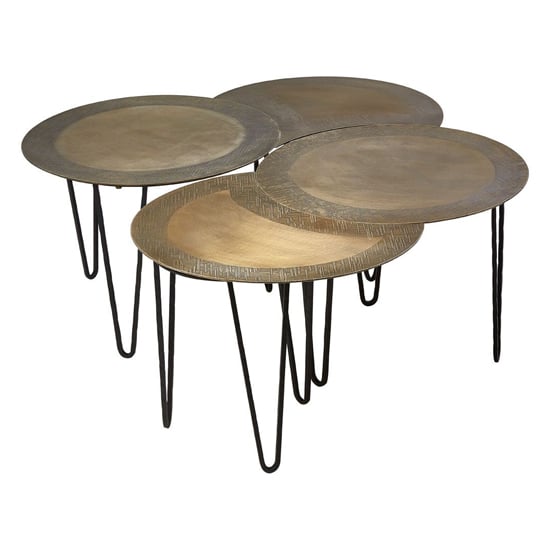 Read more about Menkent metal set of 4 coffee tables in antique brass