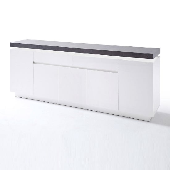 Product photograph of Mentis Large Sideboard In Matt White And Concrete With Led from Furniture in Fashion