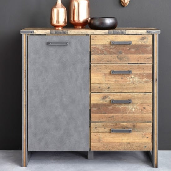 Read more about Merano chest of drawers in old wood and matera grey with 1 door