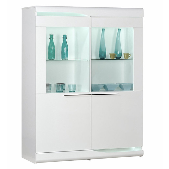 Product photograph of Merida Wooden Display Cabinet In White High Gloss With 2 Doors from Furniture in Fashion