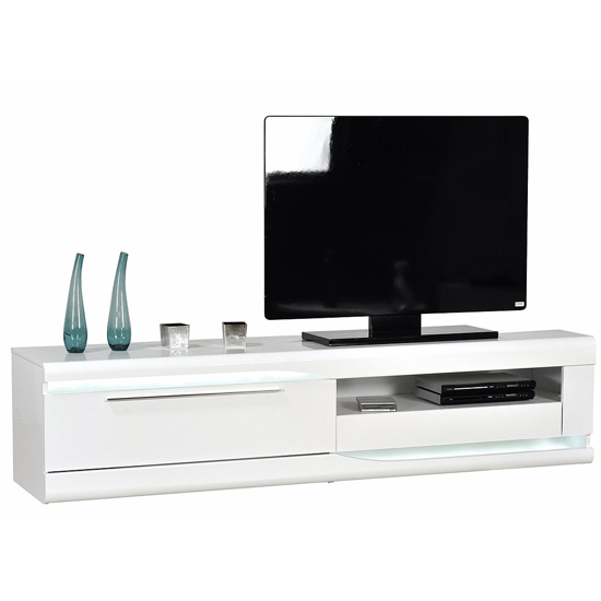 Product photograph of Merida Wooden Tv Stand In White High Gloss With 2 Drawers from Furniture in Fashion