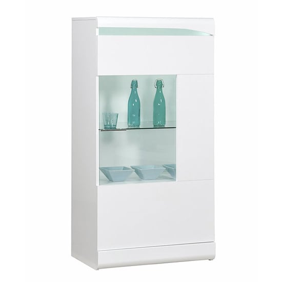 Product photograph of Merida Wooden Wide Display Cabinet In White High Gloss from Furniture in Fashion