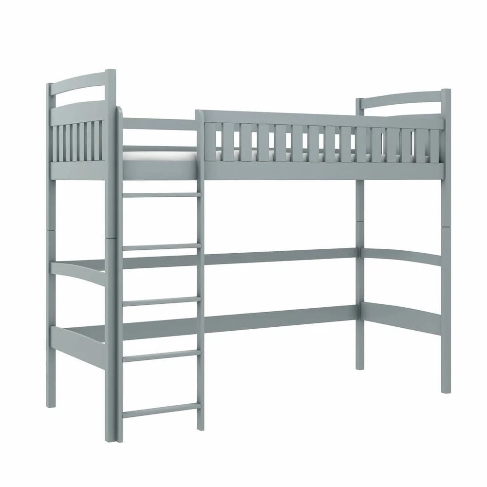 merritt wooden bunk bed with bonnell mattress and ladders in grey