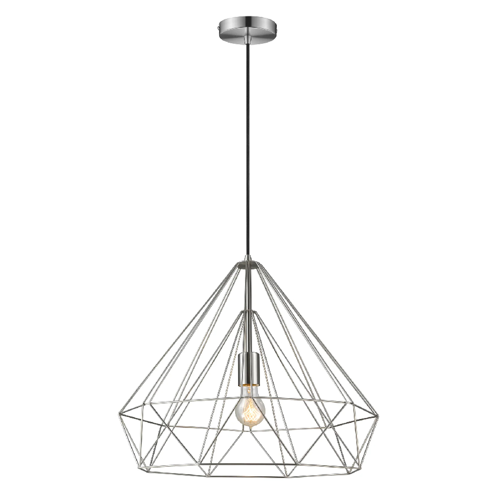 Product photograph of Merton Metal Pendant Light Large In Satin Nickel from Furniture in Fashion