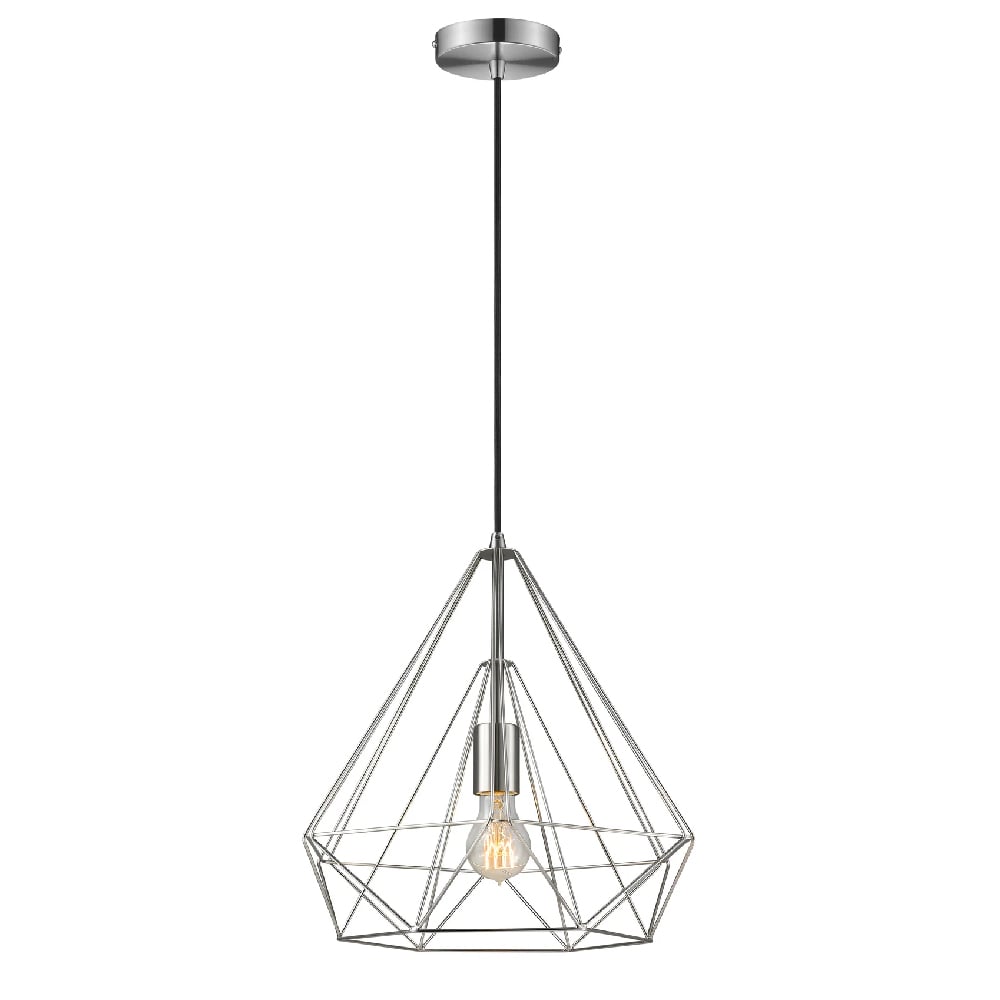 Product photograph of Merton Metal Pendant Light Small In Satin Nickel from Furniture in Fashion