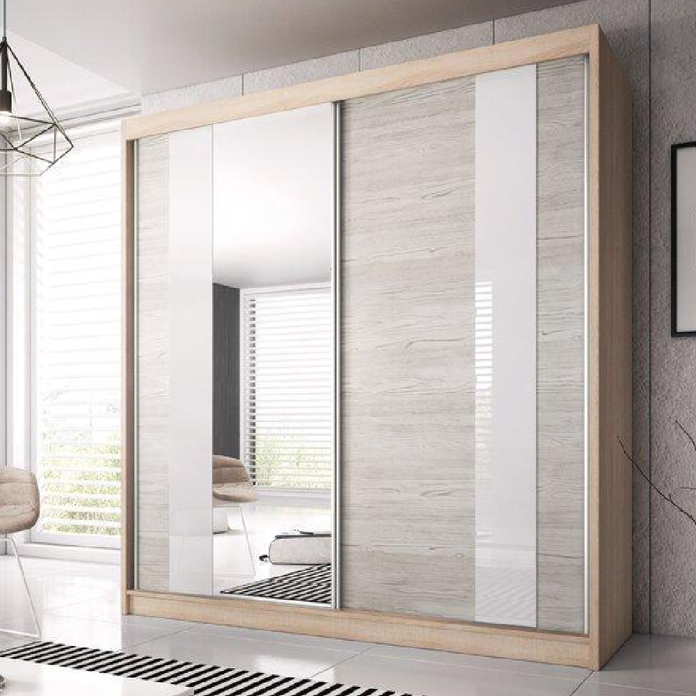 Read more about Mesa 183cm mirrored wardrobe and 2 sliding doors in sonoma oak