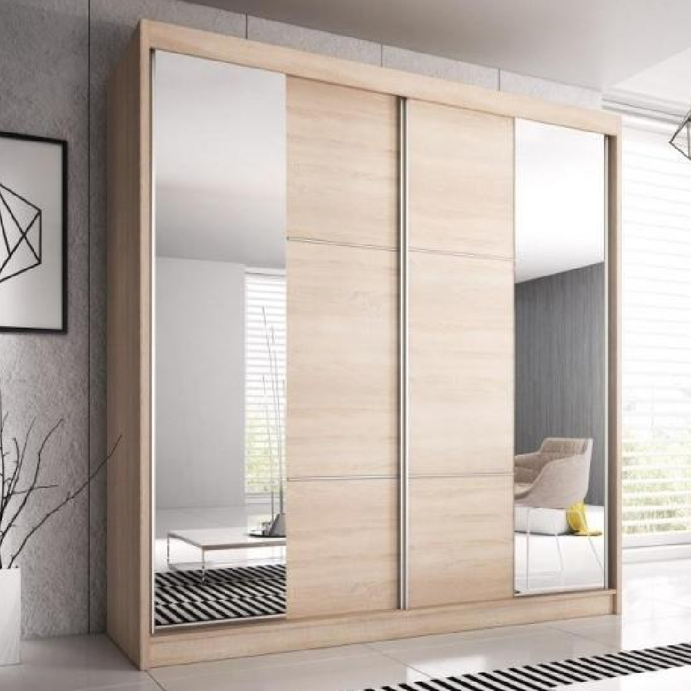 Read more about Mesa 233cm mirrored wardrobe with 2 sliding doors in sonoma oak