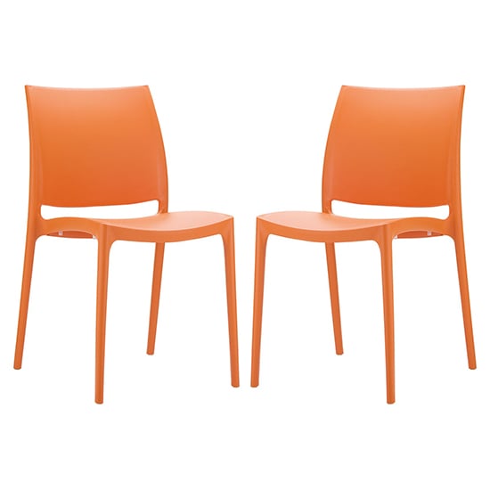Read more about Mesa orange polypropylene dining chairs in pair
