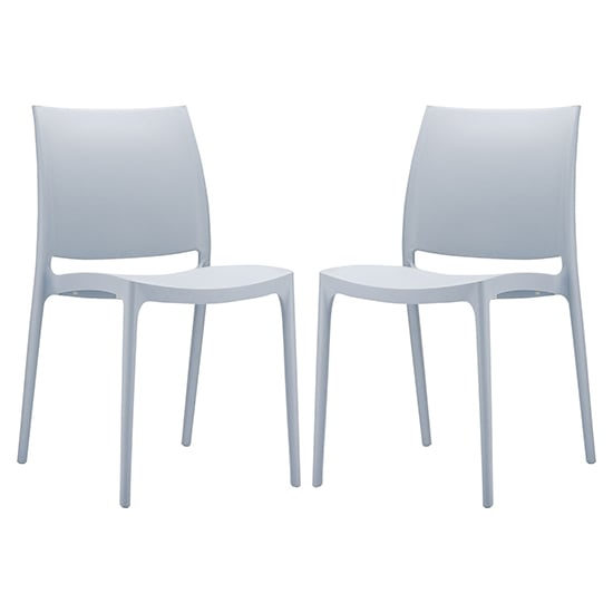 Mesa Silver Grey Polypropylene Dining Chairs In Pair | Furniture in Fashion