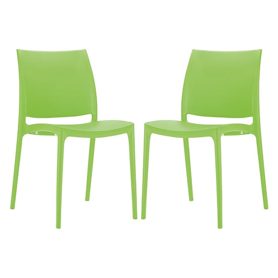 Read more about Mesa tropical green polypropylene dining chairs in pair