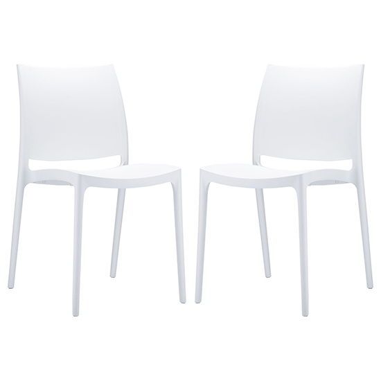 Read more about Mesa white polypropylene dining chairs in pair