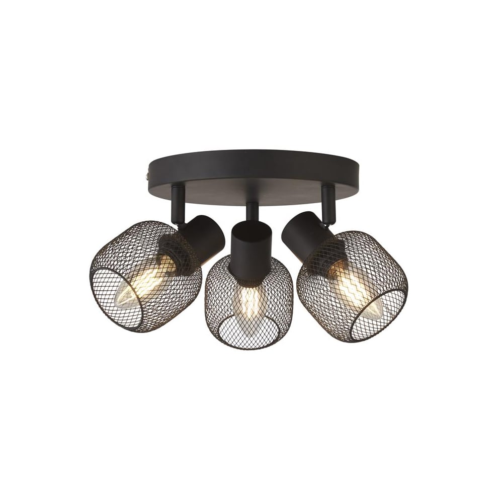 Product photograph of Meshy 3 Light Cage Spotlight Round In Black from Furniture in Fashion