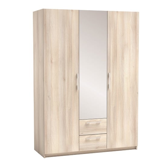 Messina Mirrored Wardrobe In Acacia With 3 Doors Furniture In