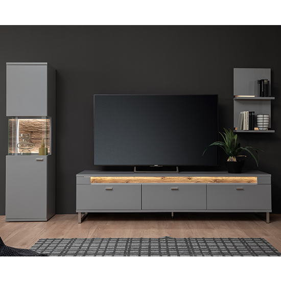 Read more about Mestre wooden living room furniture set in artic grey with led
