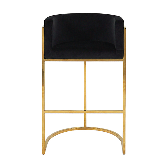 Meta Black Velvet Bar Stools In Pair With Gold Legs | Furniture in Fashion