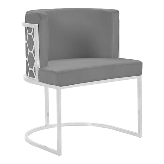 Meta Grey Velvet Dining Chairs In Pair With Silver Legs | Furniture in