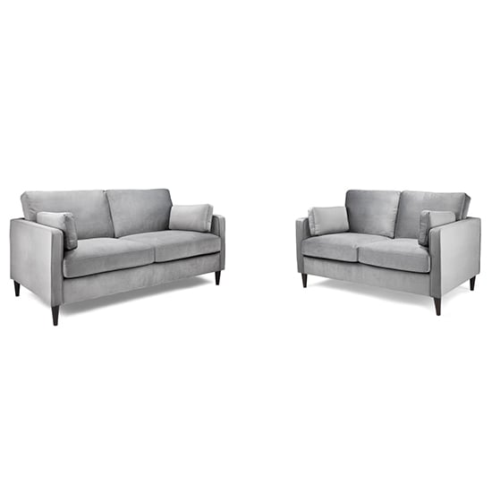 Product photograph of Mexborough Plush Velvet 3 Seater And 2 Seater Sofa In Grey from Furniture in Fashion