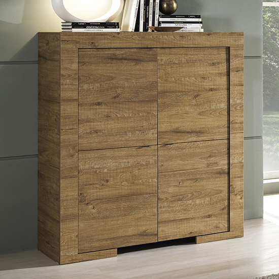 Product photograph of Mexicali Wooden Highboard With 4 Doors In Oak from Furniture in Fashion