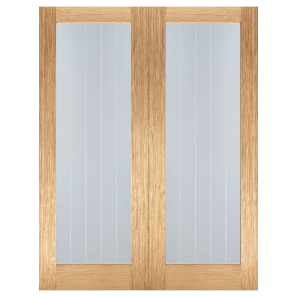 Product photograph of Mexicano 1981mm X 1067mm Clear Glass Internal Door Pair In Oak from Furniture in Fashion