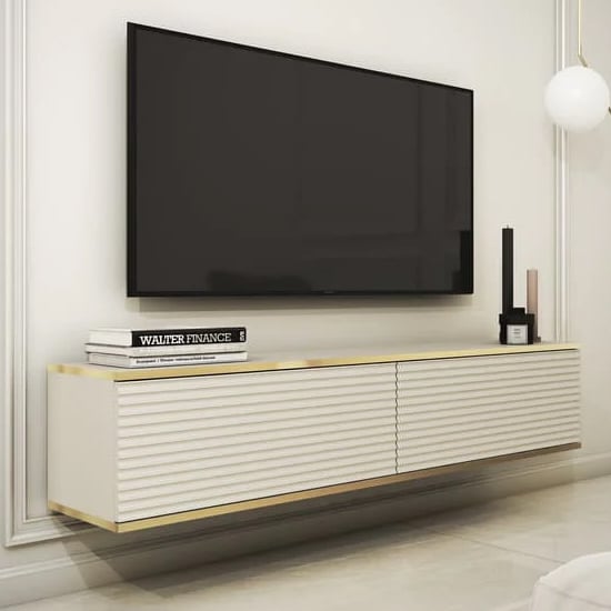 Read more about Mia wooden tv stand with 2 hinged doors wall hung in beige