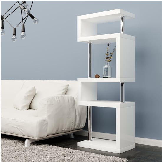 Read more about Miami high gloss slim shelving unit in white