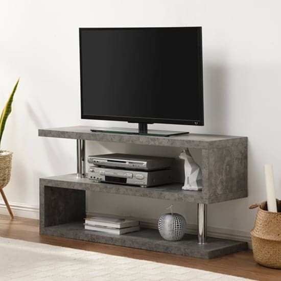 Product photograph of Miami Wooden S Shape Design Tv Stand In Concrete Effect from Furniture in Fashion