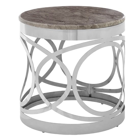 Product photograph of Midtown Round Marble Top Side Table With Steel Frame from Furniture in Fashion