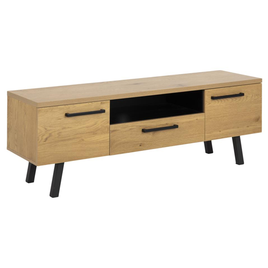 Product photograph of Midvale Wooden 2 Doors And 1 Drawer Tv Stand In Matt Wild Oak from Furniture in Fashion