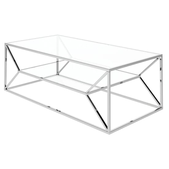 Product photograph of Milagro Glass Coffee Table With Polished Stainless Steel Frame from Furniture in Fashion