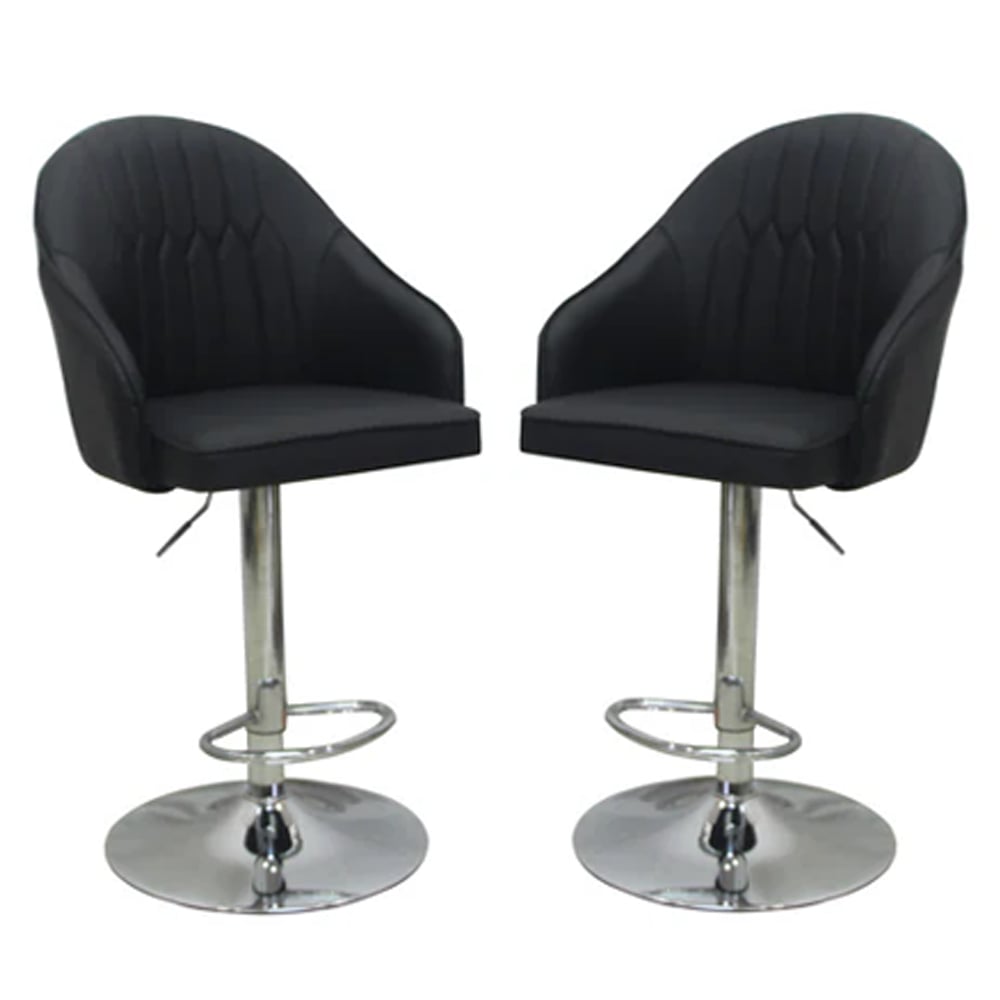 milan adjustable black pu leather bar chairs in pair