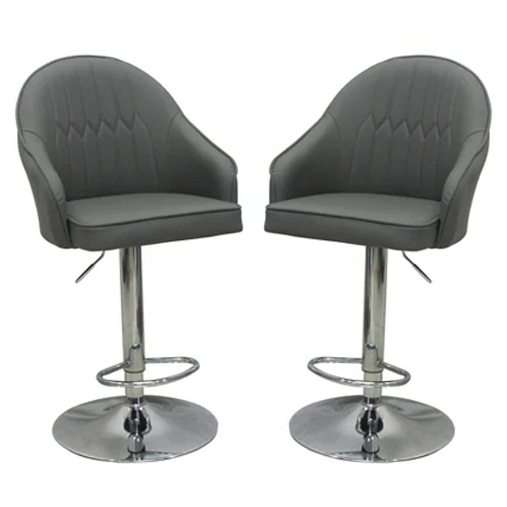 milan adjustable grey pu leather bar chairs in pair