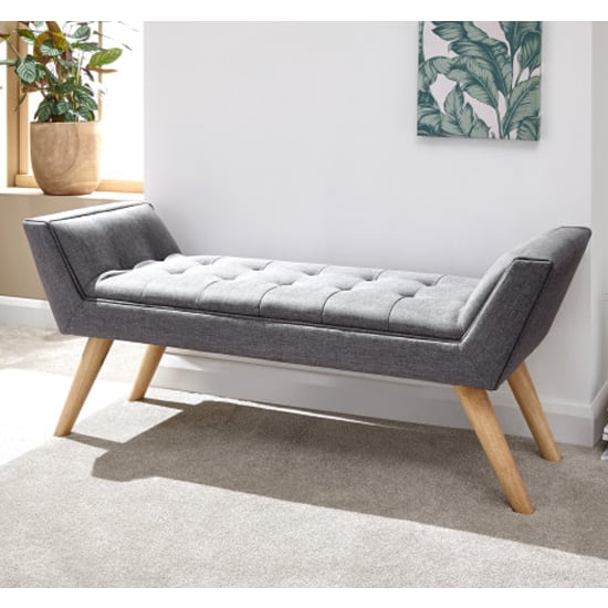 Product photograph of Mopeth Fabric Upholstered Window Seat Bench In Dark Grey from Furniture in Fashion