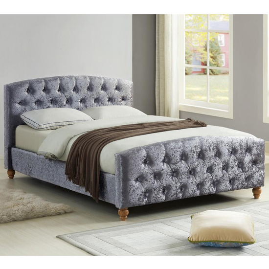 Read more about Malise crushed velvet king size bed in silver