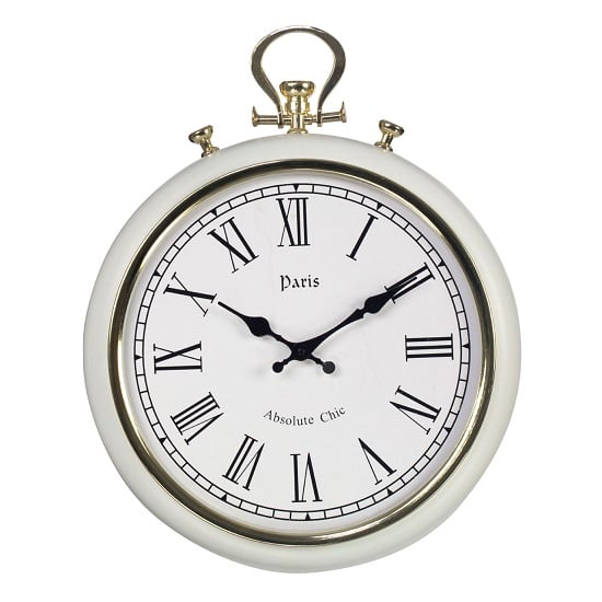 Product photograph of Mille Pocket Style Wall Clock In White Metal With Gold Trim from Furniture in Fashion