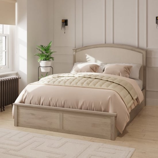 millom ottoman wooden double bed in limed oak