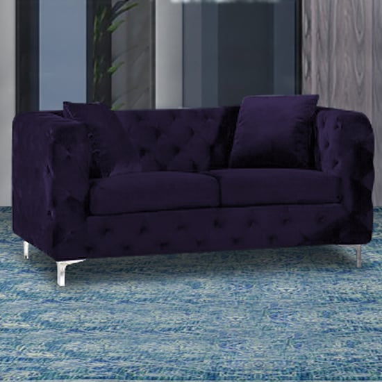 Product photograph of Mills Malta Plush Velour Fabric 2 Seater Sofa In Ameythst from Furniture in Fashion