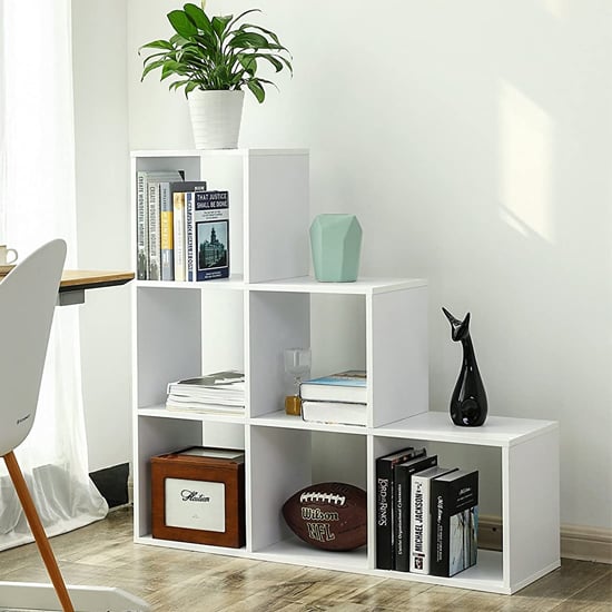 Millville Wooden 6 Cubes Staircase Shelving Unit In White | Sale