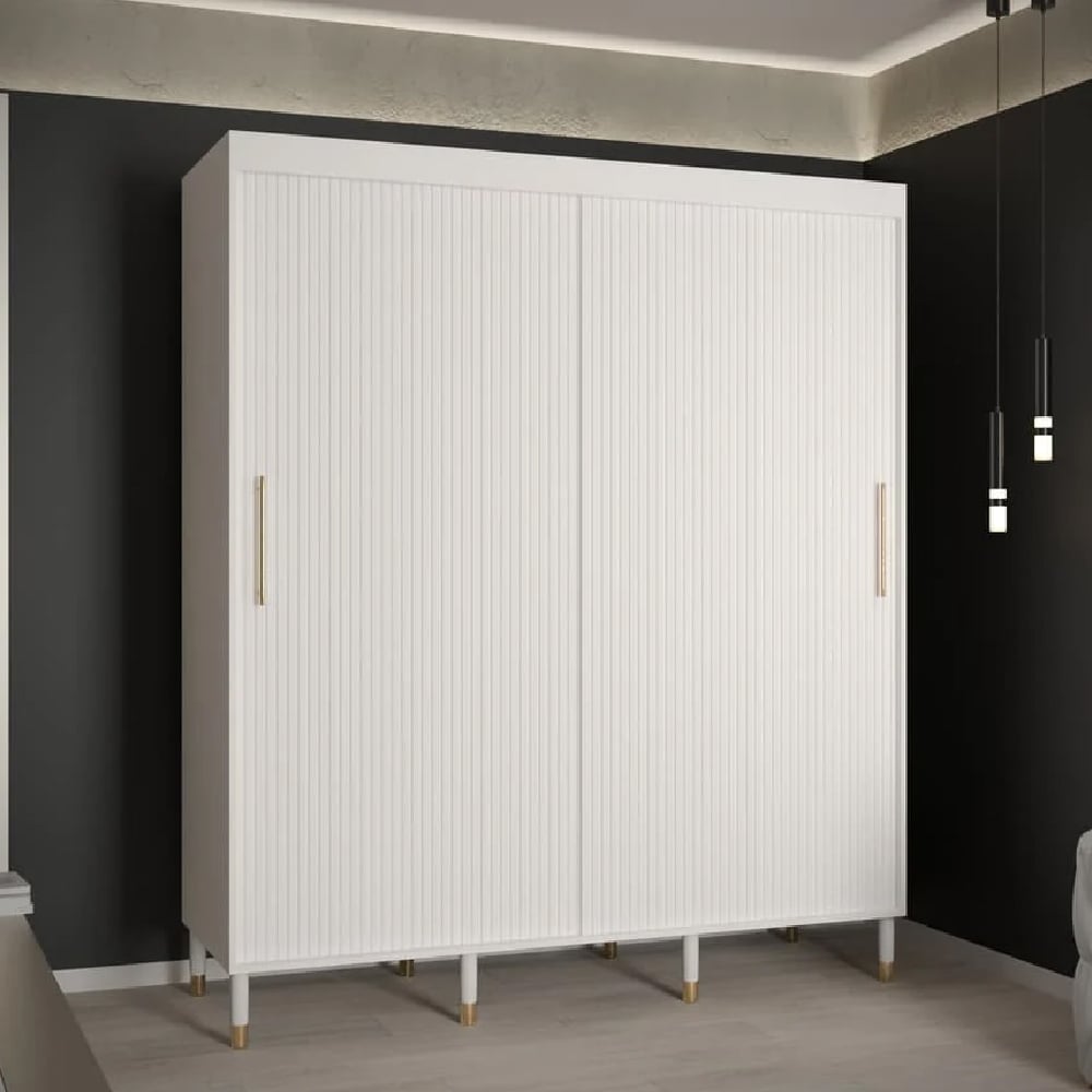 millwall 180cm wooden wardrobe with 2 sliding doors in white