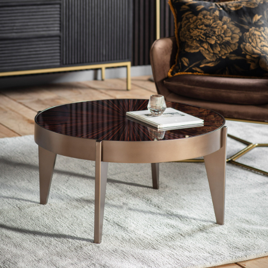 Product photograph of Mincho Starburst Glass Coffee Table With Gold Metal Base from Furniture in Fashion