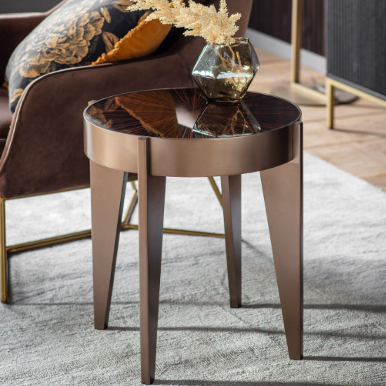 Product photograph of Mincho Starburst Glass Side Table With Gold Metal Base from Furniture in Fashion